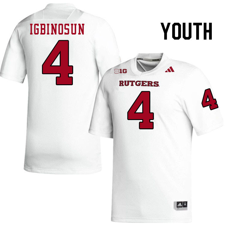 Youth #4 Desmond Igbinosun Rutgers Scarlet Knights 2024 College Football Jerseys Stitched-White